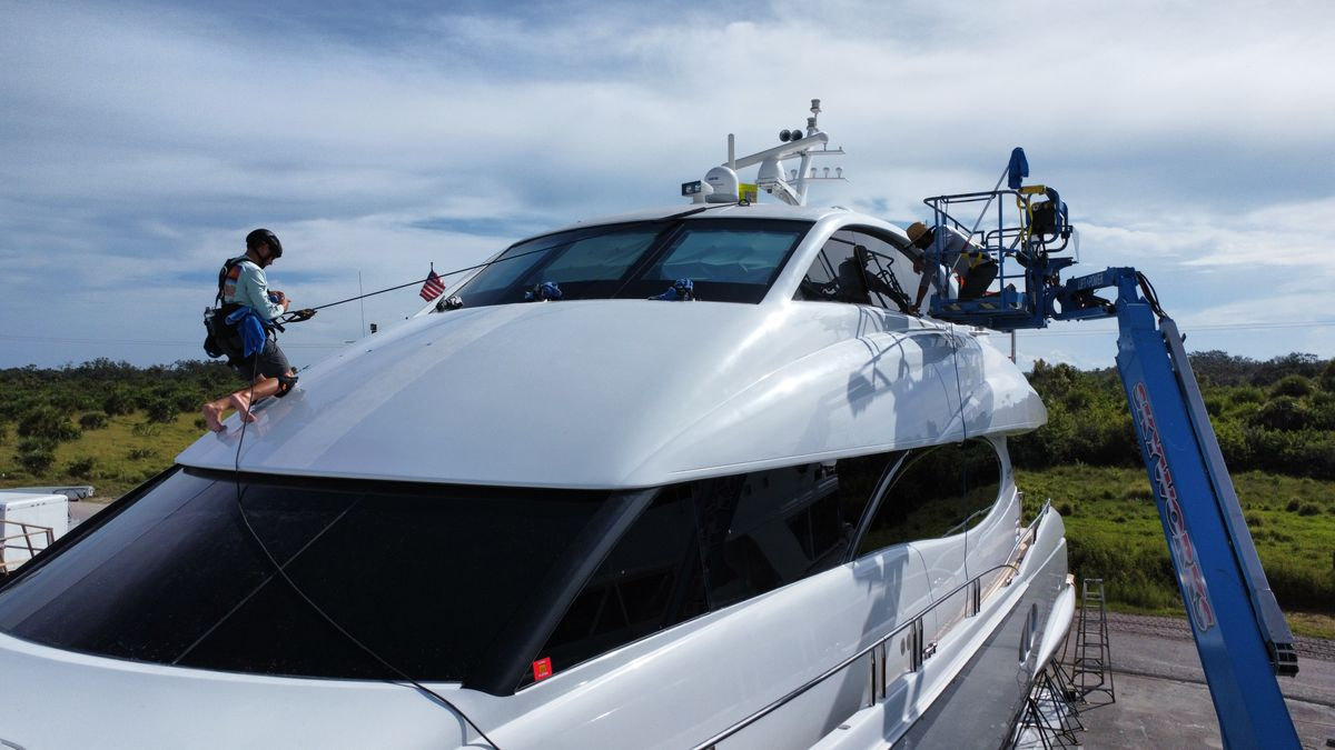 Boat undergoing full detailing